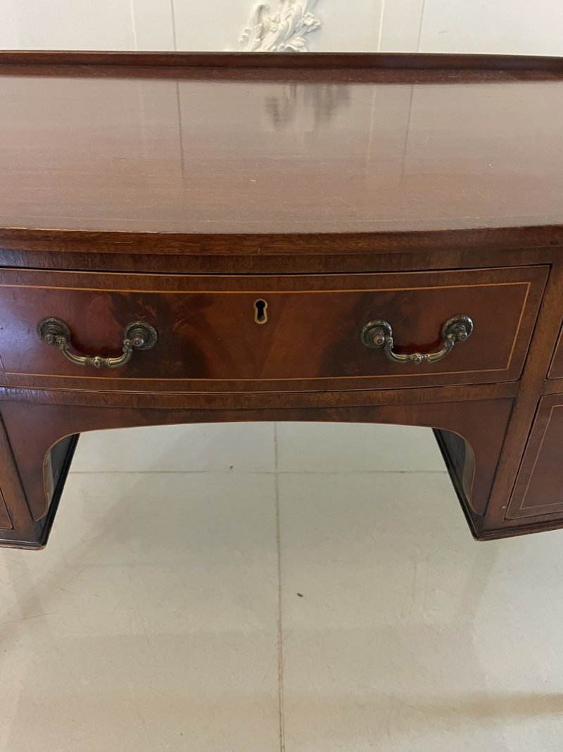 Antique Edwardian Mahogany Bow Front Inlaid Sideboard - Image 10